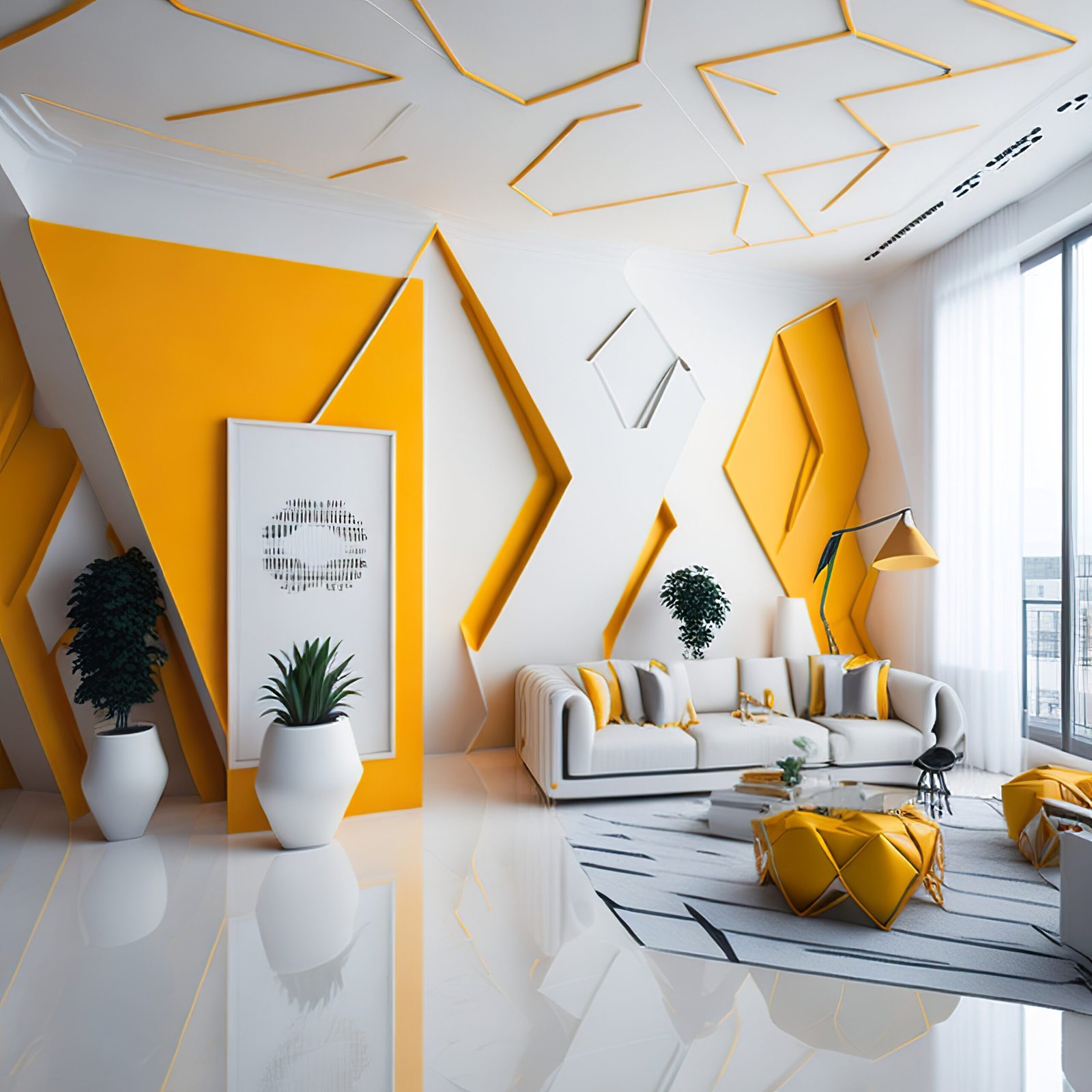 white-living-room-with-free-space-with-yellow-details